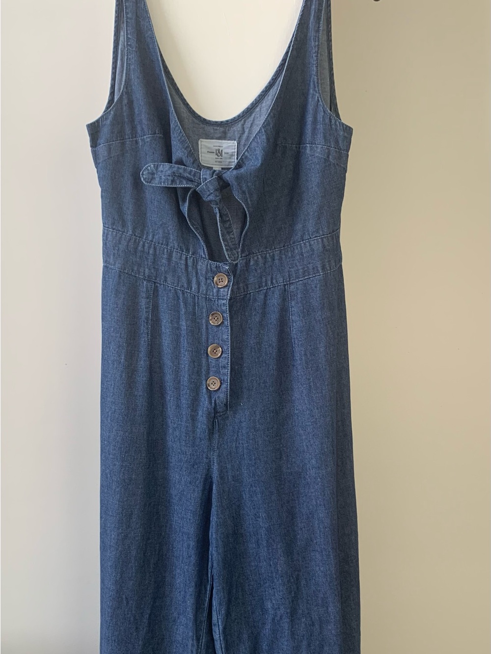 L&M Premium Denim Black Label Tie-Front Wide-Leg Capri Jumpsuit